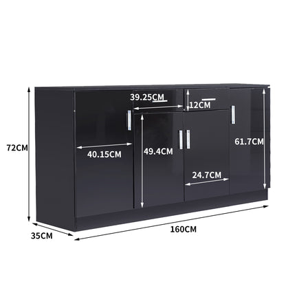 High Gloss Sideboard Storage Cabinet Black