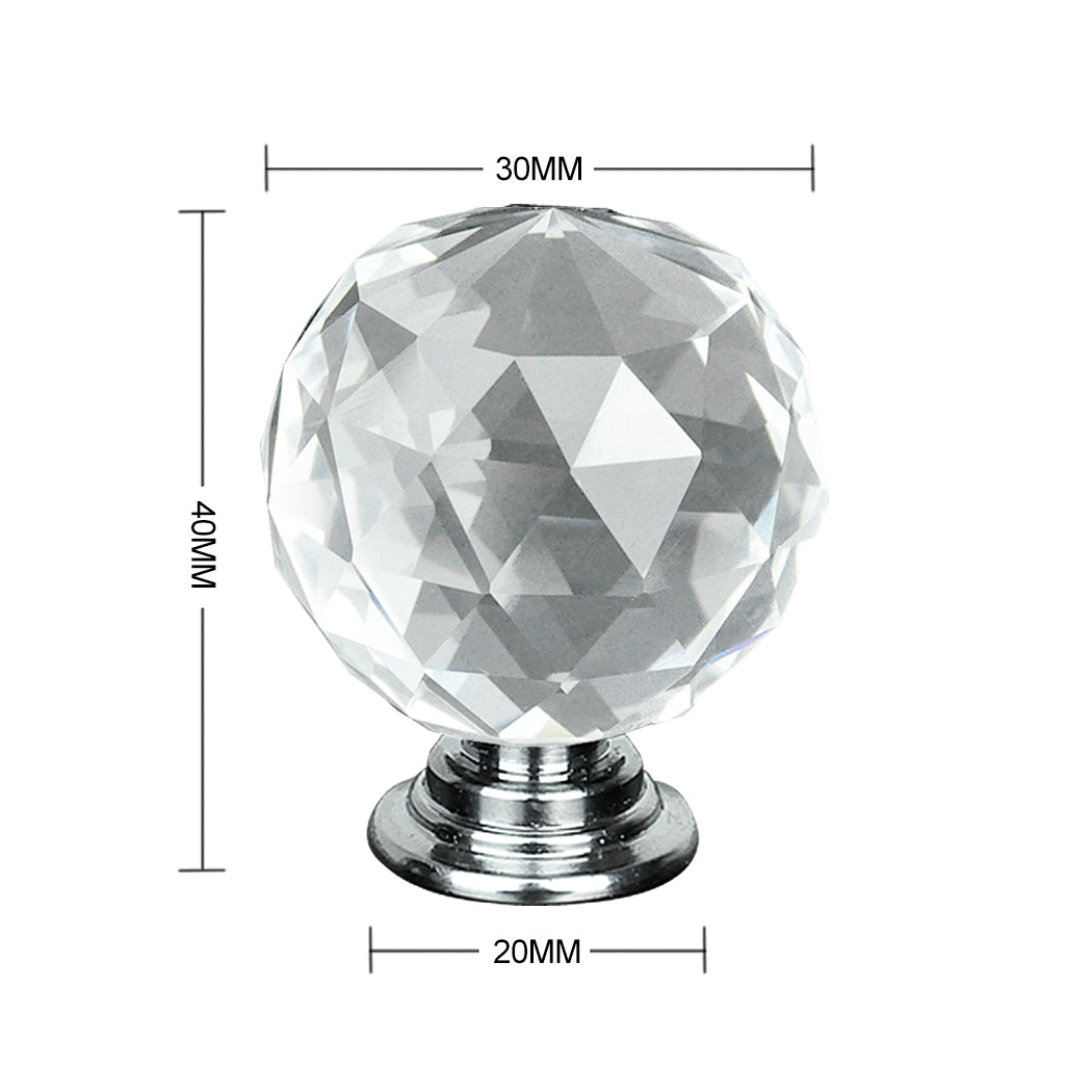 30mm 10Pack Clear Crystal Glass Door Pull Knobs