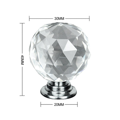 30mm 10Pack Clear Crystal Glass Door Pull Knobs