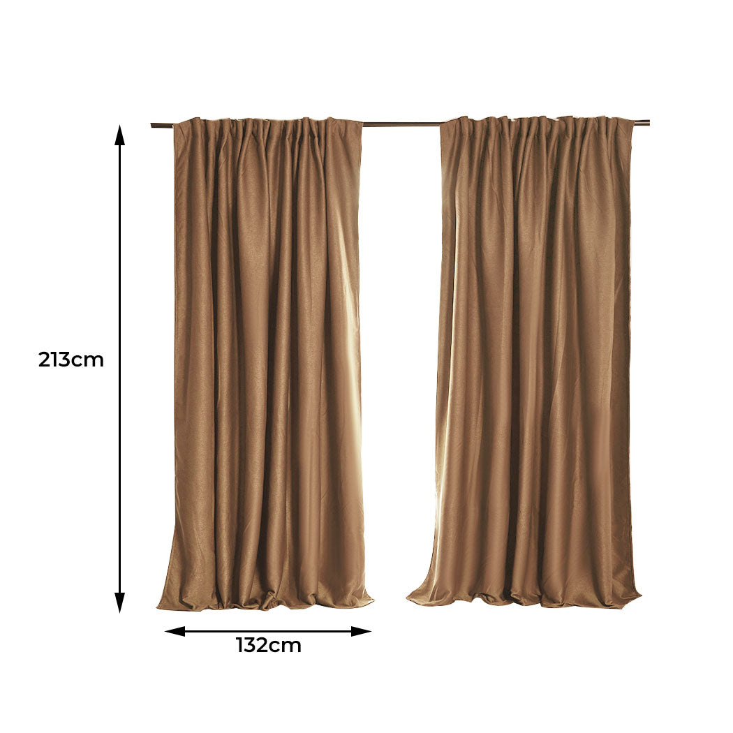 2X Blockout Curtains 132cm x 213cm- Mustard