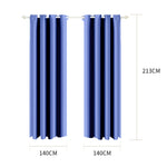 2x Blockout Curtain 3 Layers Eyelet Fabric Room Darkening 140x213cm Navy blue