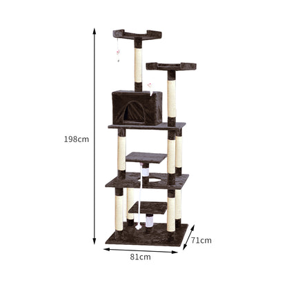 1.98M Cat Scratching Post Tree Dark Brown