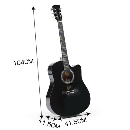 Sleek lacquer finish 41 Inch Wooden Folk Acoustic Guitar-black