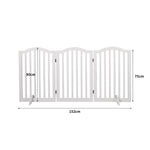 Wooden Pet Gate Dog Fence Safety Stair Barrier Security Door 3 Panels White