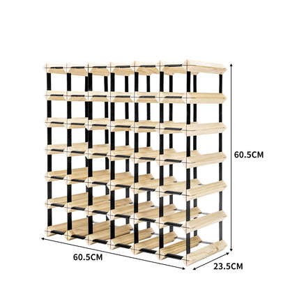 Timber Wine Storage Rack Wooden Cellar Organiser 42 Bottle Display Stand