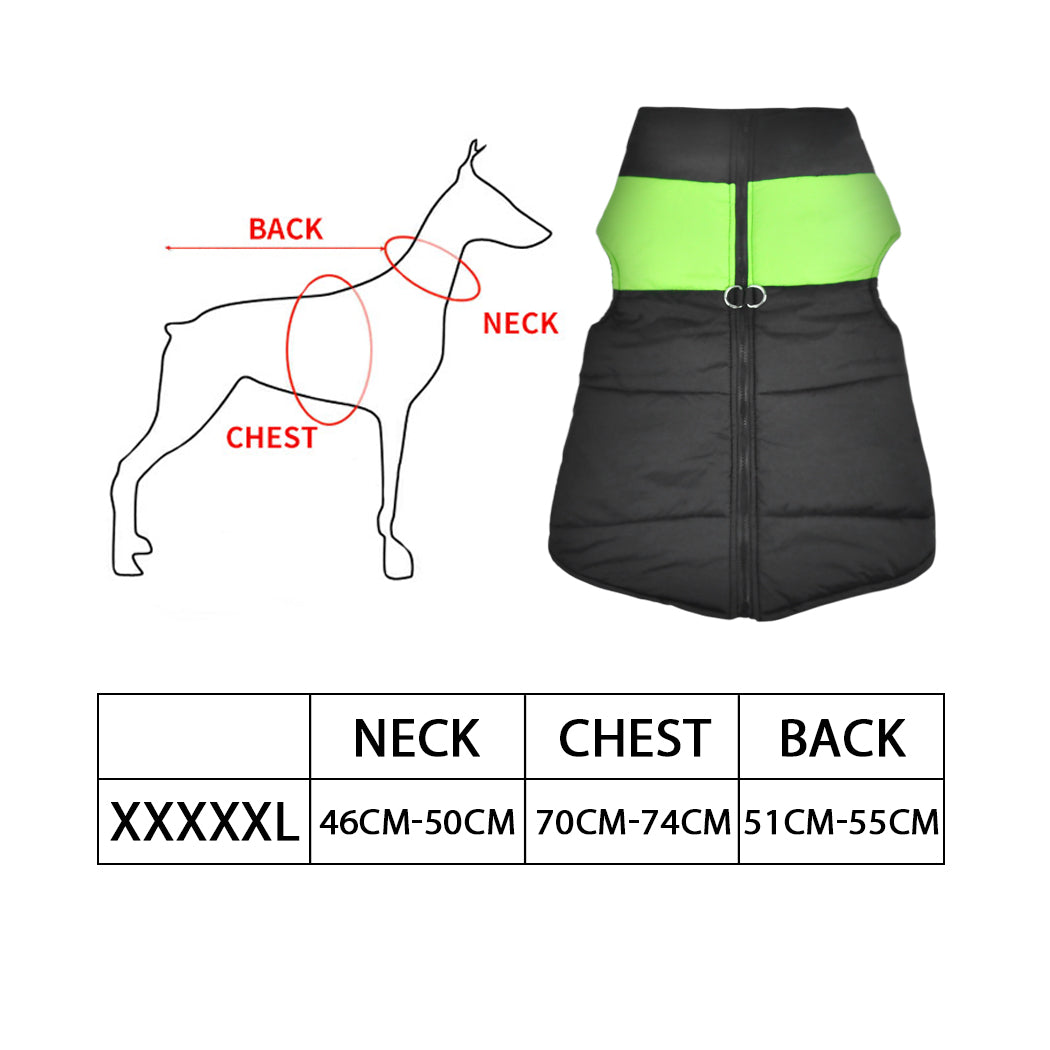 PaWz PaWz Dog Winter Jacket Padded  Pet Clothes Windbreaker Vest Coat 5XL Green