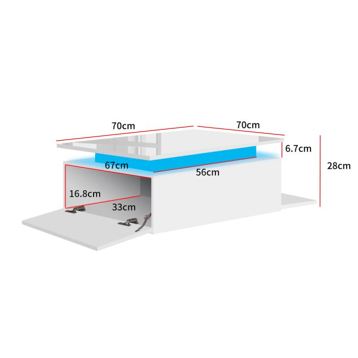 Coffee Table LED Lights High Gloss Storage Drawer Living Room Black/White