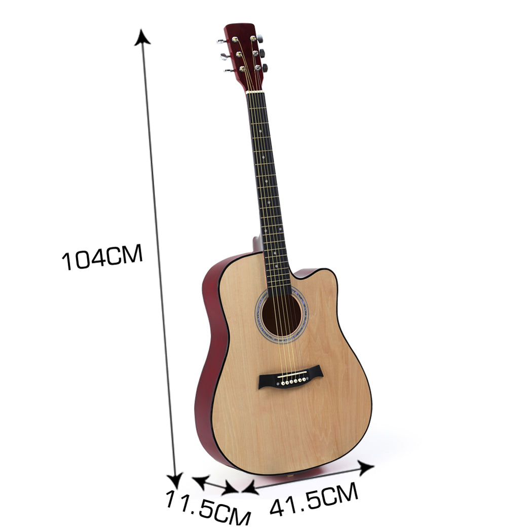 Sleek lacquer finish 41 Inch Wooden Folk Acoustic Guitar- Nature