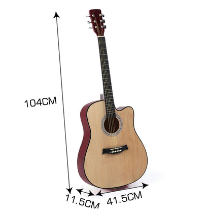 Sleek lacquer finish 41 Inch Wooden Folk Acoustic Guitar- Nature