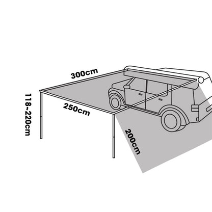 Mountview 2.5x3M Car Side Awning Extension Roof Rack Covers Tents Shades Camping