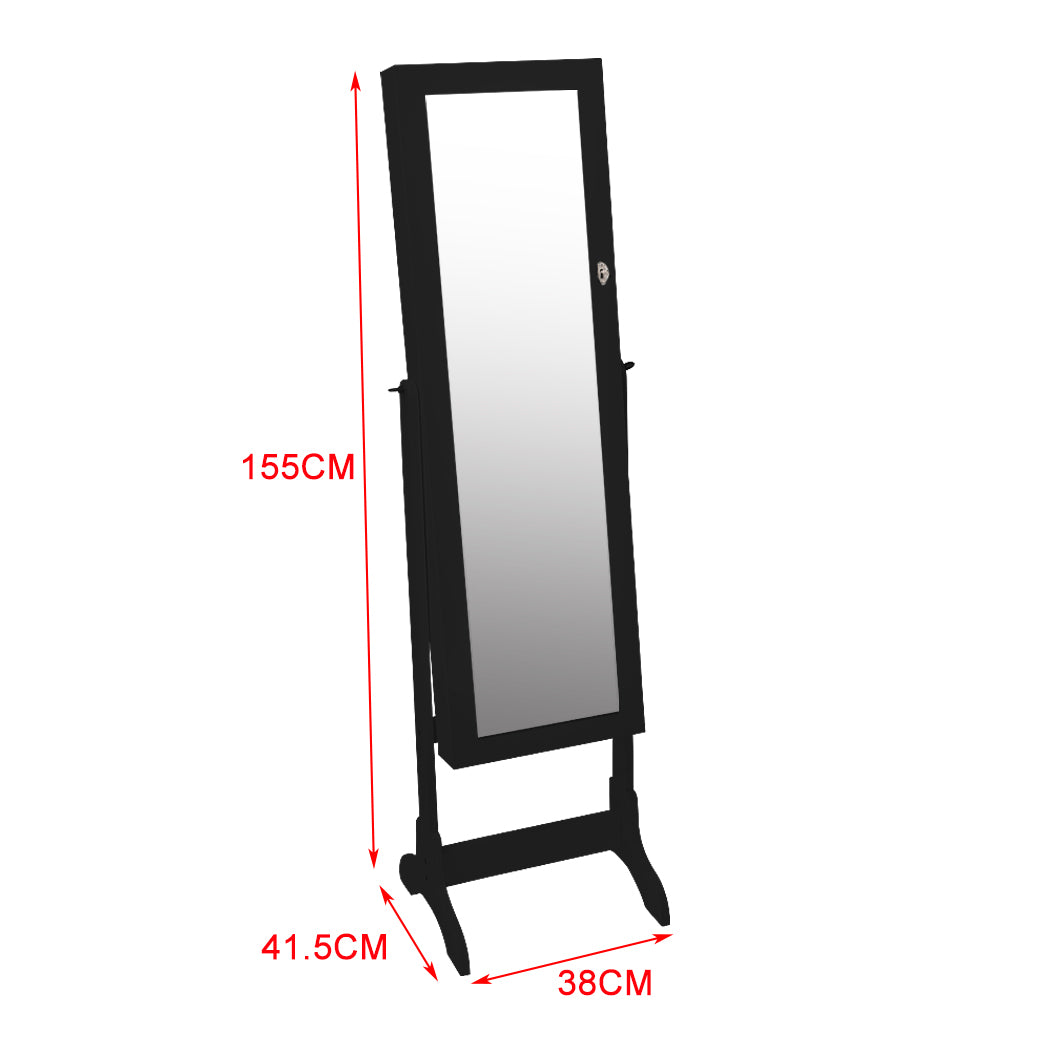 Mirror Jewellery Standing Cabinet Makeup Storage Jewelry Organiser Box