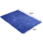 Ultra Soft Anti Slip Rectangle Plush Shaggy Floor Rug Carpet in Blue 60x220cm