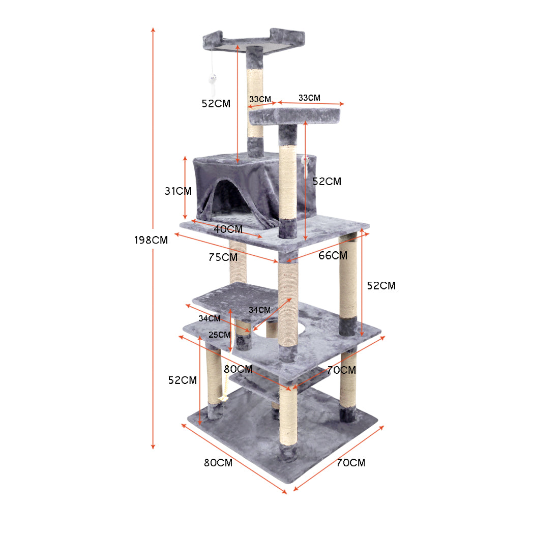 2M Cat Scratching Post Tree Pet Gym House