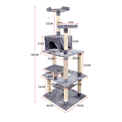2M Cat Scratching Post Tree Pet Gym House