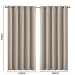 3 Layers Eyelet Blockout Curtains 180x230cm Beige