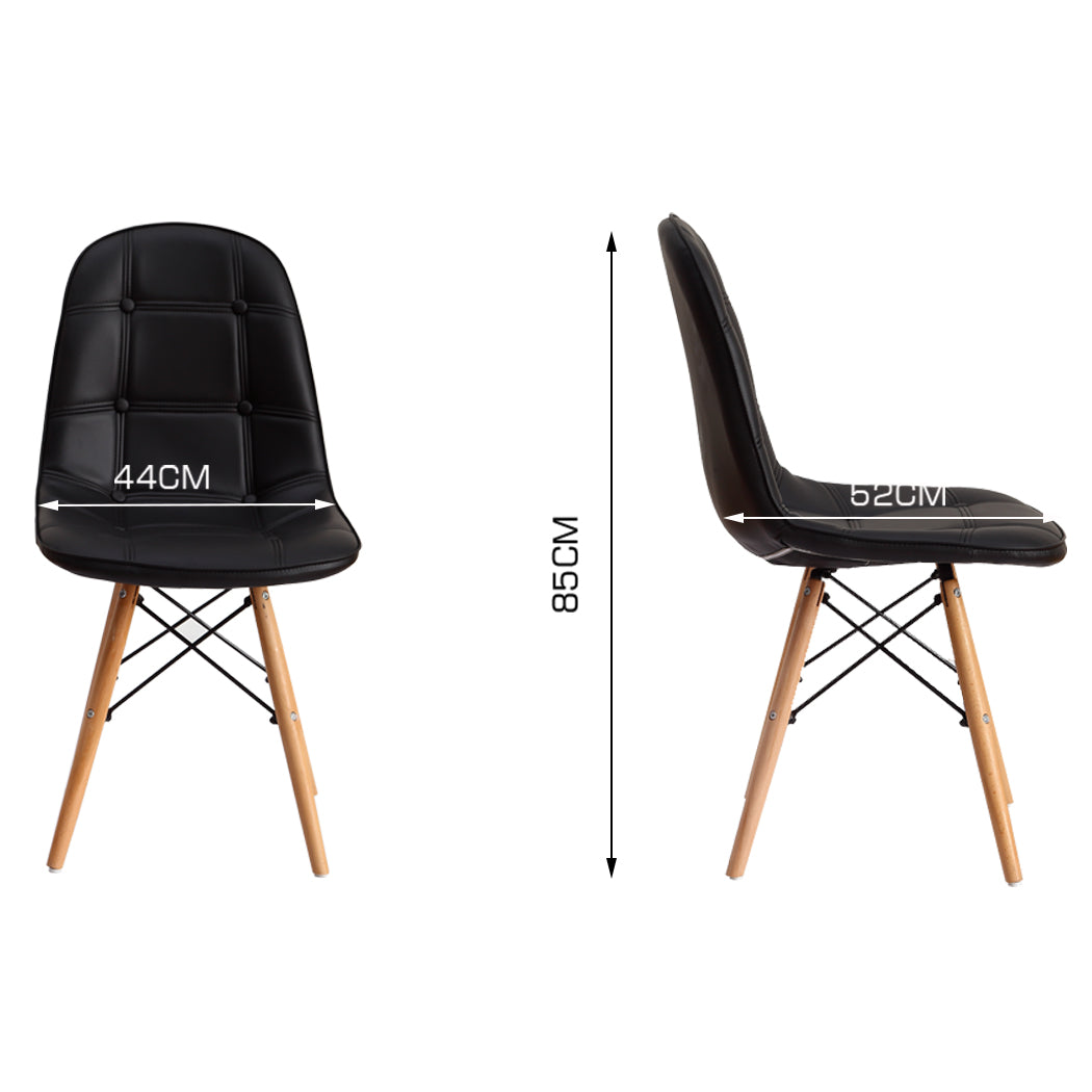 4x High quality iconic set of PU leather Dining Chairs- Black