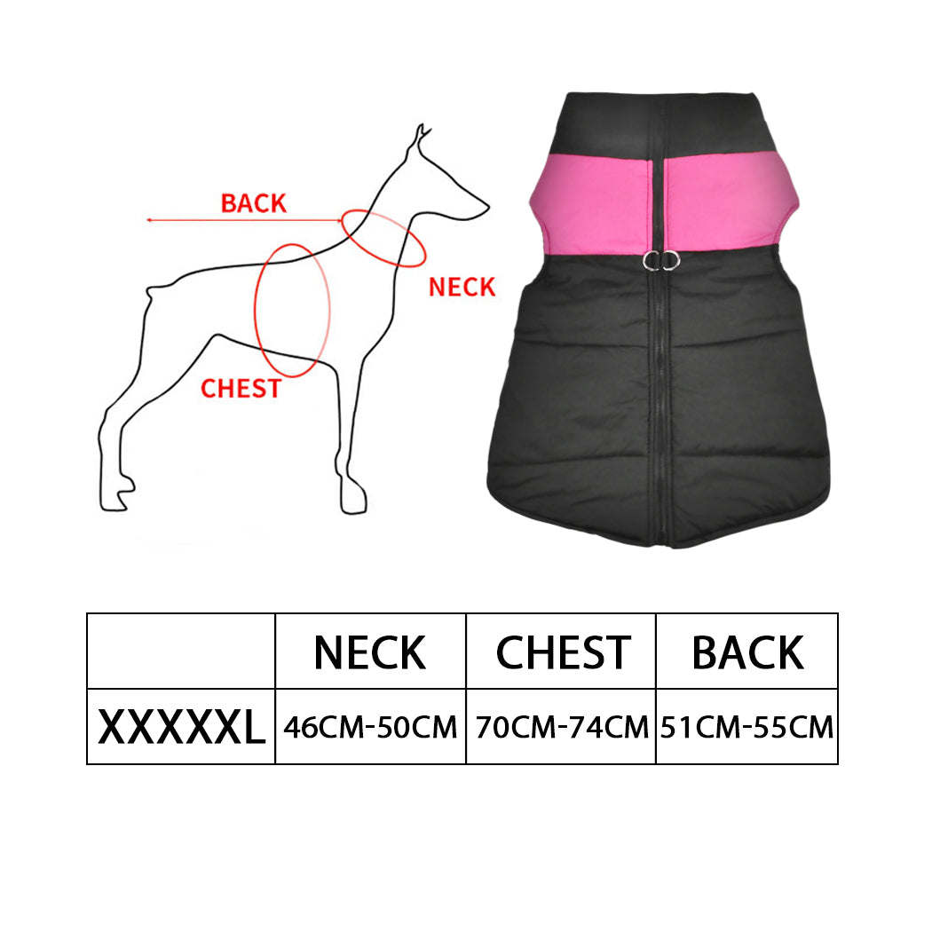 PaWz Dog Winter Jacket Padded Pet Clothes Windbreaker Vest Coat 5XL Pink