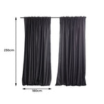 2X Blockout Curtains 180cm x 230cm- Dark Grey
