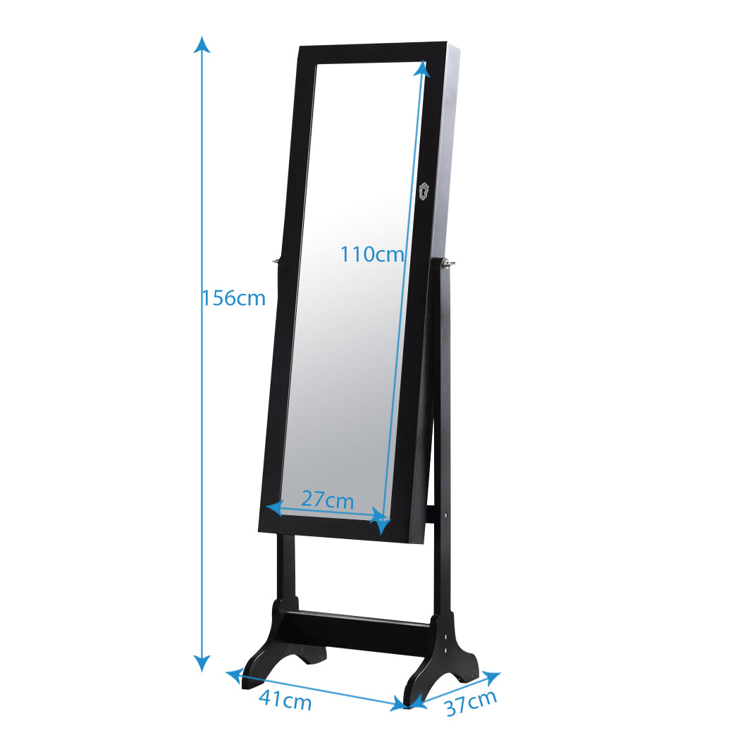 Dual Use Mirror Jewellery Cabinet in Black Colour