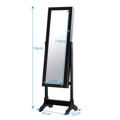 Dual Use Mirror Jewellery Cabinet in Black Colour