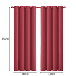 3 Layers Eyelet Blockout Curtains 140x230cm Burgundy