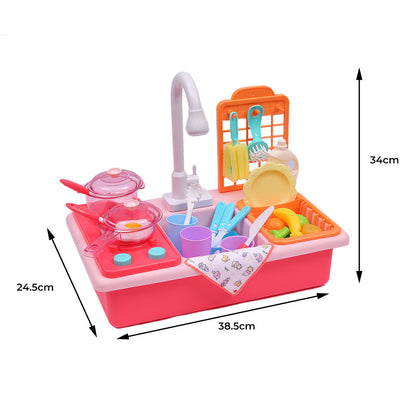 35x Kids Kitchen Play Set Dishwasher Sink - pink