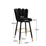 2x  Kitchen Stool Chairs Velvet Swivel Luxury Barstools Black