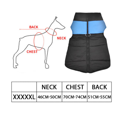 PaWz PaWz Dog Winter Jacket Padded Pet Clothes Windbreaker Vest Coat 5XL Blue