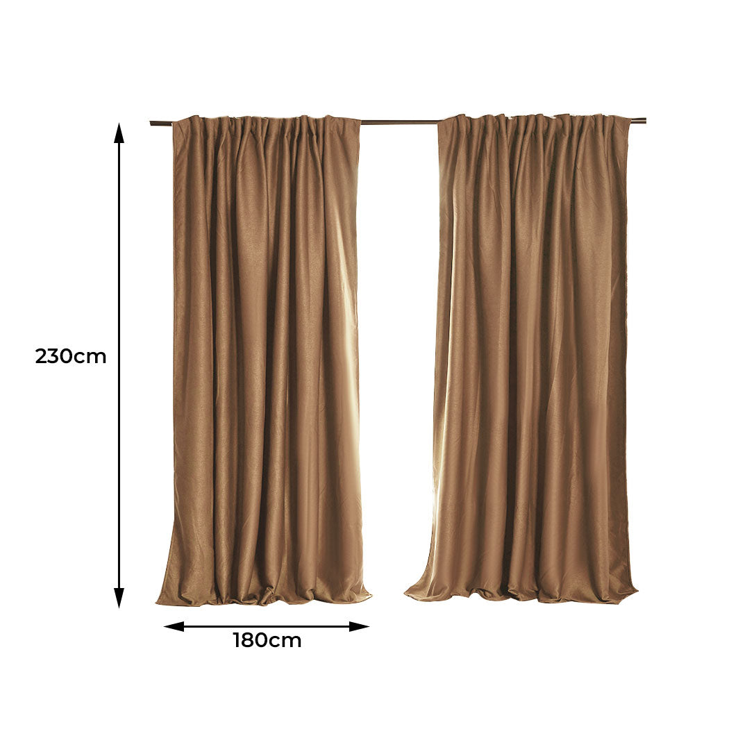 2X Blockout Curtains 180cm x 230cm- Mustard
