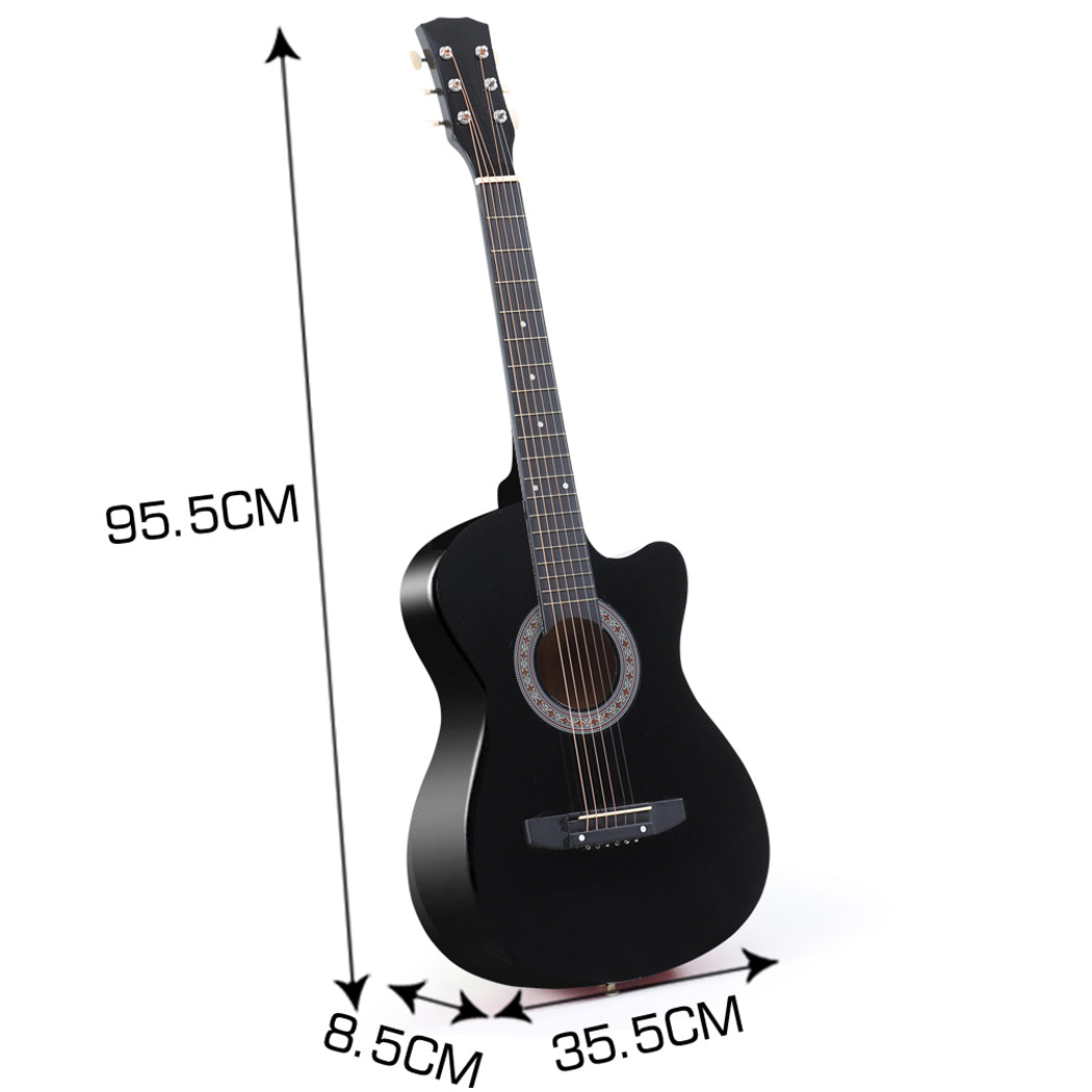 Solid Eco-Rosewood 38 Inch Wooden Folk Acoustic Guitar-Black
