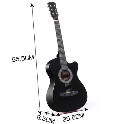 Solid Eco-Rosewood 38 Inch Wooden Folk Acoustic Guitar-Black

