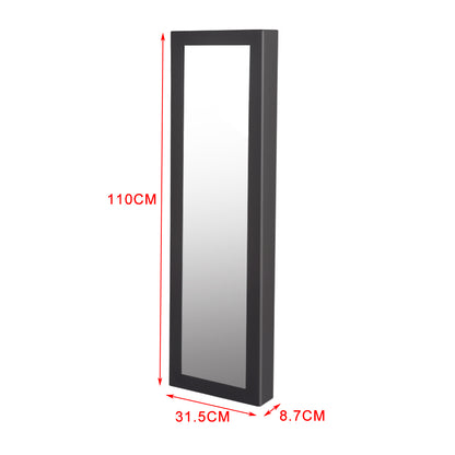 Mirror Jewellery Cabinet Makeup Storage Jewelry Organiser Box Tall Black