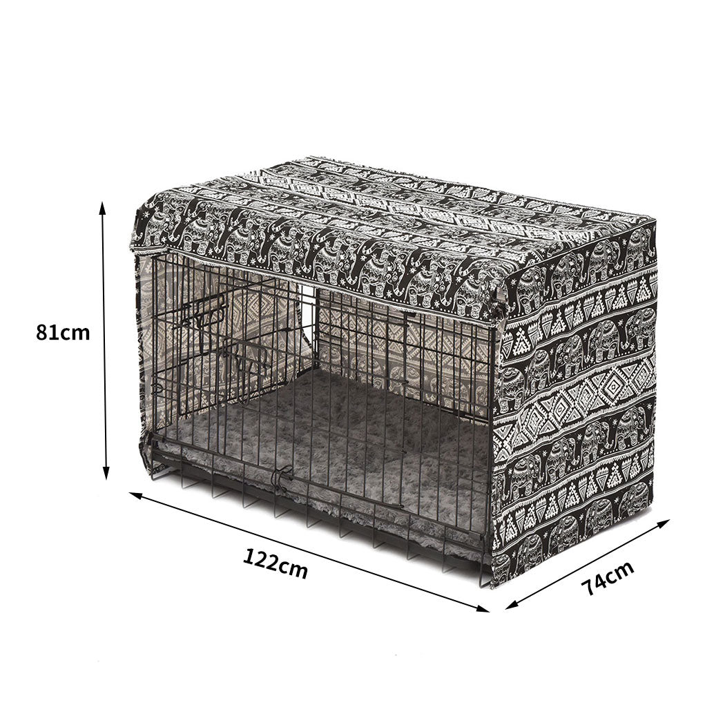 Foldable Metal Carrier Portable Pet Kennel With Bed Cover 48"
