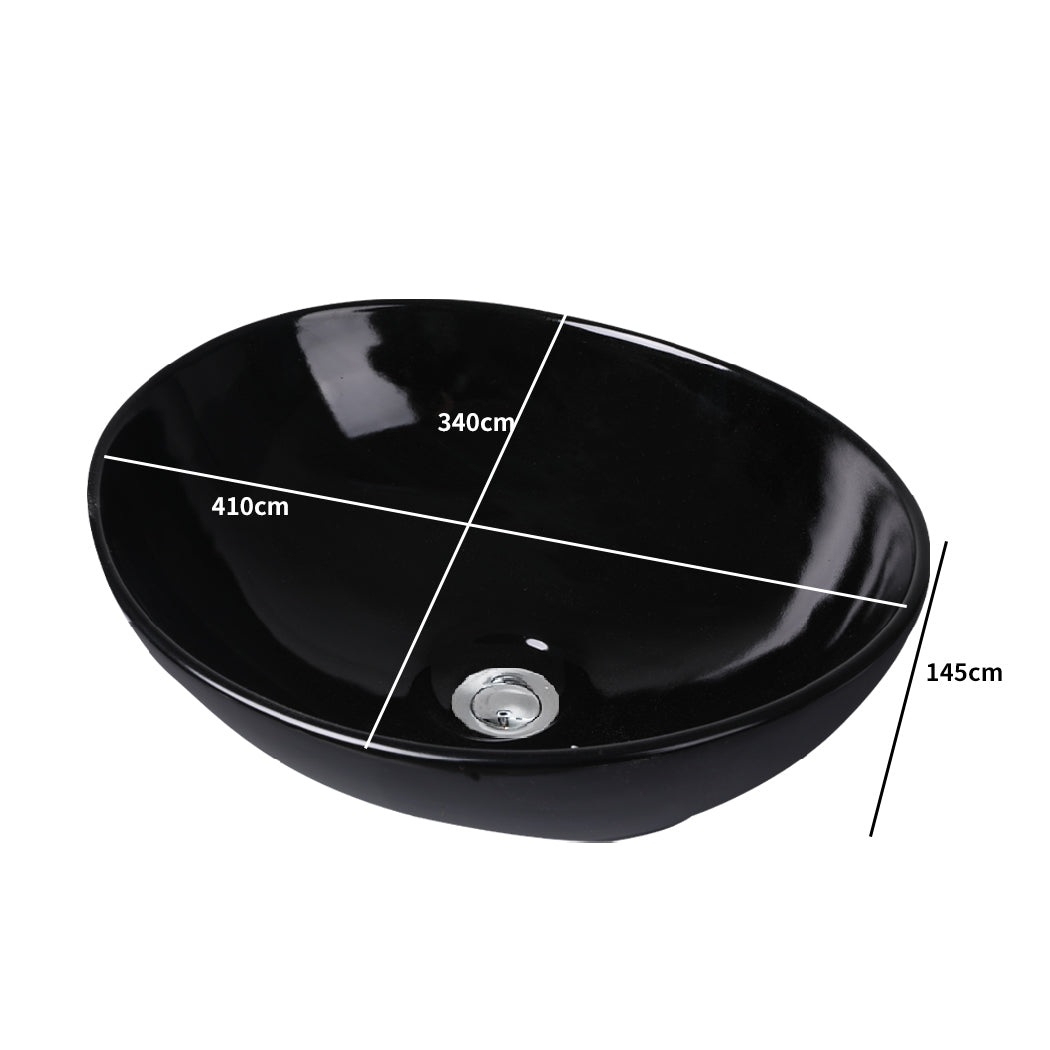 Wash Basin Oval Gloss Black