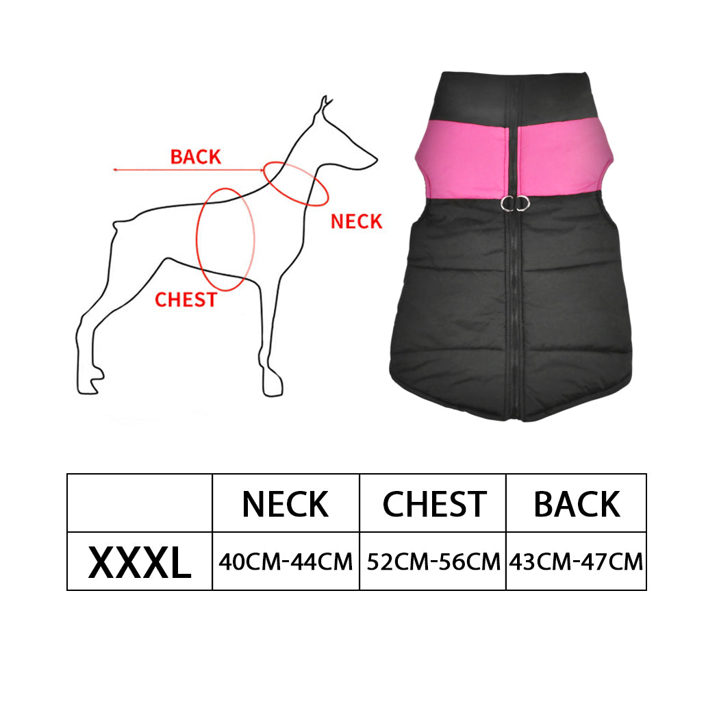 PaWz Dog Winter Jacket Padded Waterproof Pet Clothes Windbreaker Vest Coat Pink