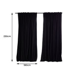 2X Blockout Curtains 180cm x 230cm- Black