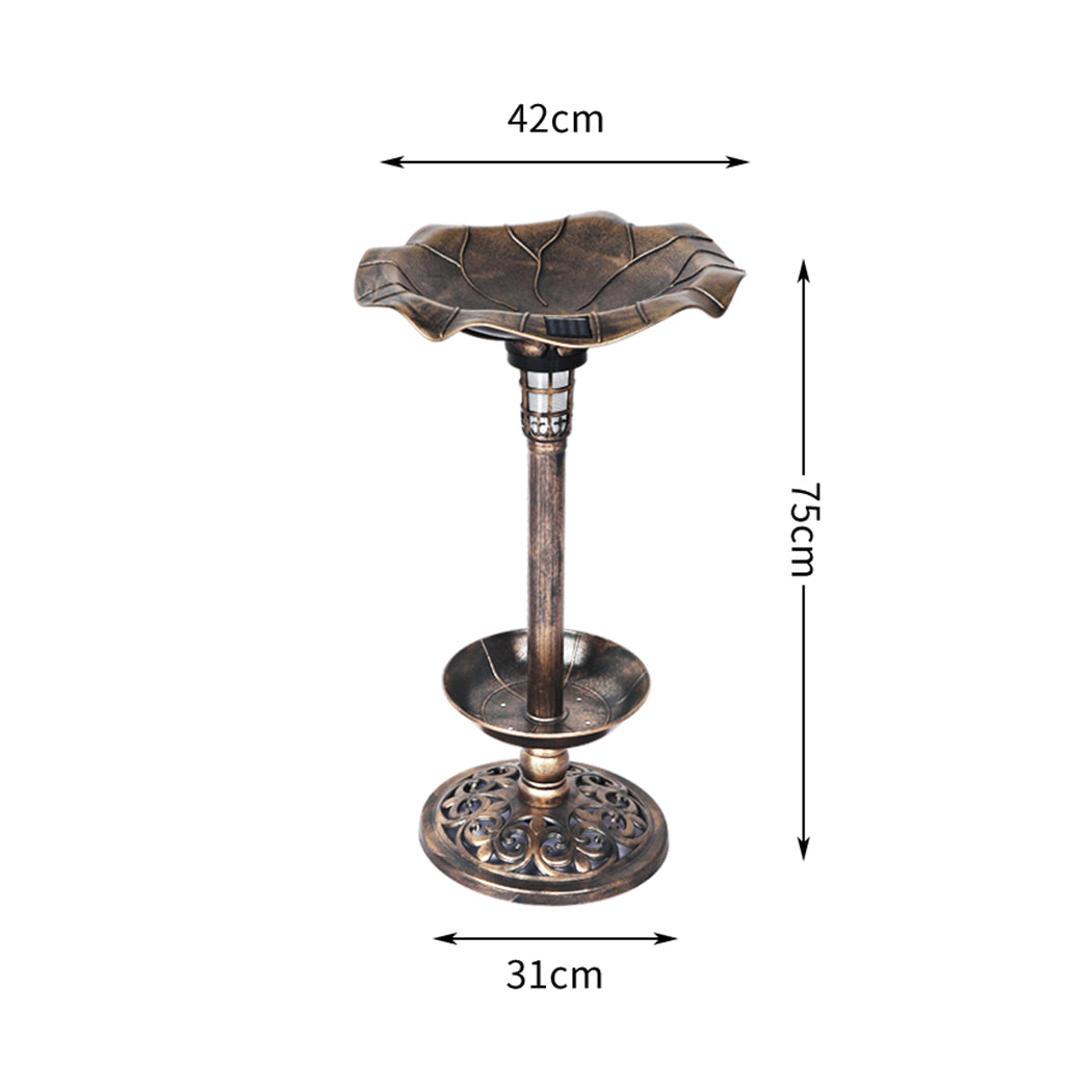 2PC beautiful Bird Bath Feeder Ornamental Solar Light- Bronze