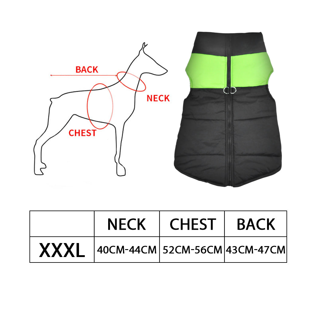 PaWz Dog Winter Jacket Padded Waterproof Pet Clothes Windbreaker Vest 3XL Green