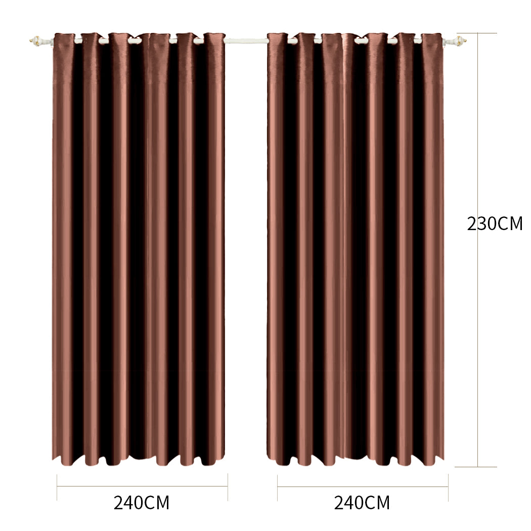 2x Blockout Curtains Panels Blackout 3 Layers 240x230cm