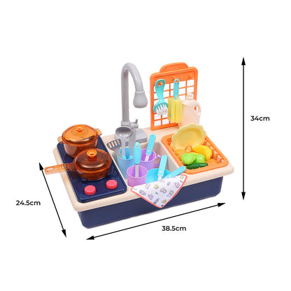 35x Kids Kitchen Play Set Dishwasher Sink - Blue 
