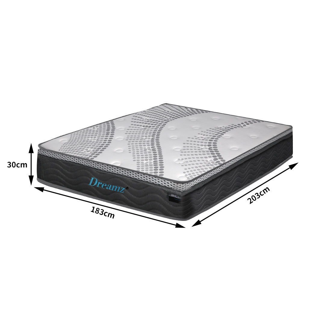 Mattress Pocket Spring Cool Gel Memory Foam  Euro Top Soft 30CM