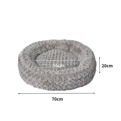 Calming Dog Bed Warm Soft Plush Sofa Pet Cat Cave Washable Portable Grey M