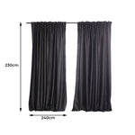 2X Blockout Curtains 240cm x 230cm- Dark Grey