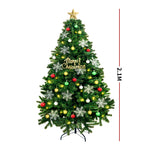 Christmas Tree Kit Xmas Decorations Colorful Plastic Ball Baubles with LED Light 2.1M Type2