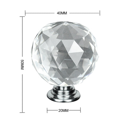 40mm 10Pack Clear Crystal Glass Door Pull Knobs