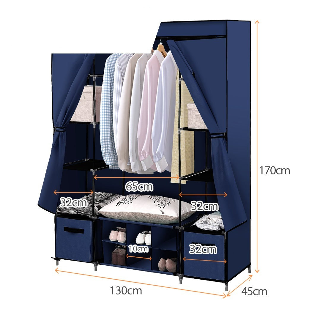Portable cloth Storage Wardrobes Navy Blue 
