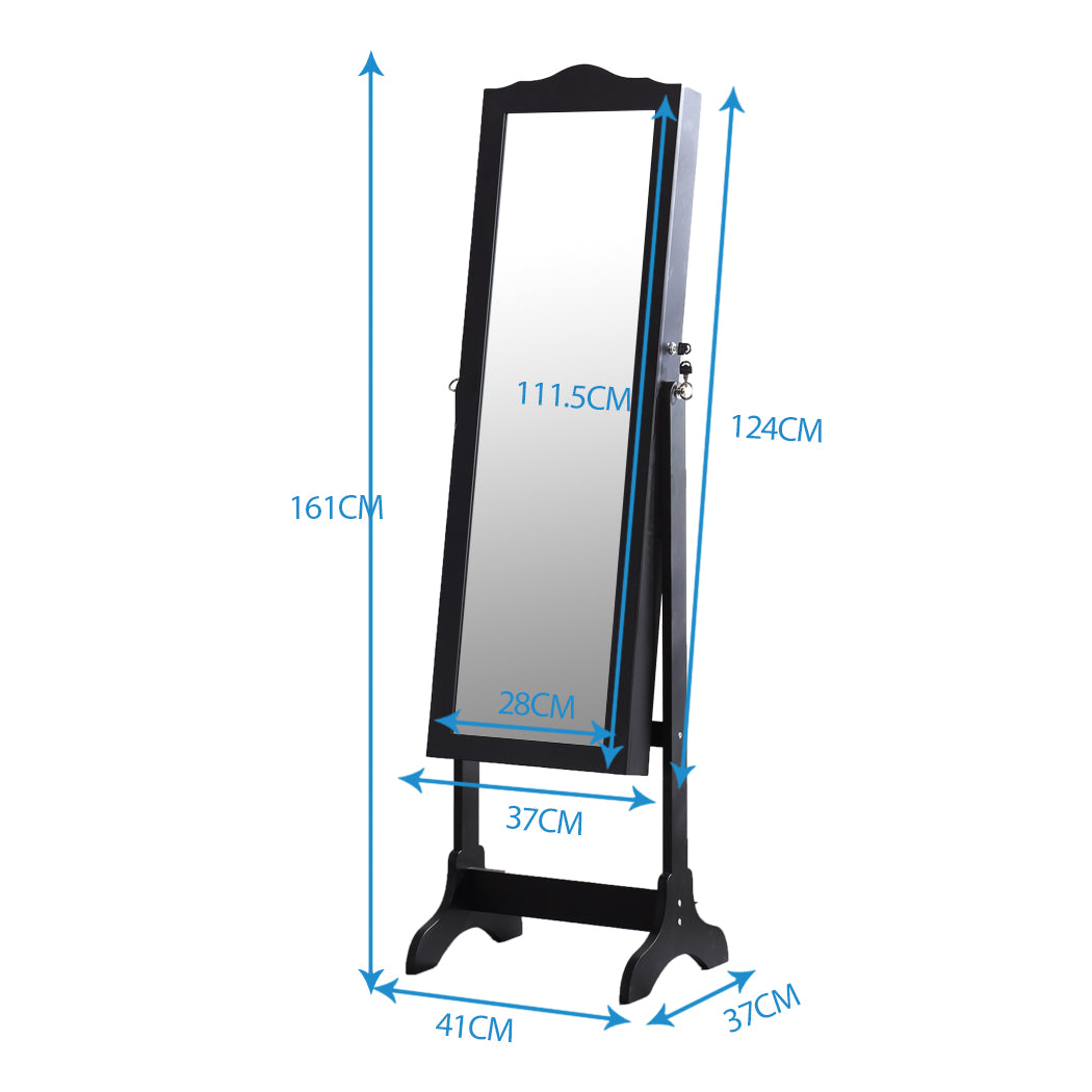 Mirrored Jewellery Dressing Cabinet Black
