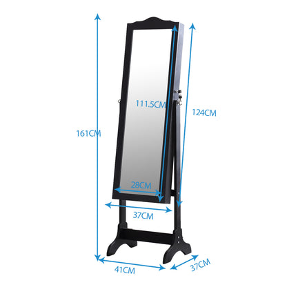 Mirrored Jewellery Dressing Cabinet Black