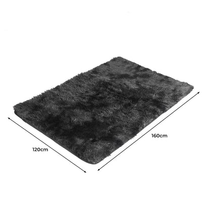 Floor Rug Shaggy Rugs Soft Large Carpet Area Tie-dyed 120x160cm Black