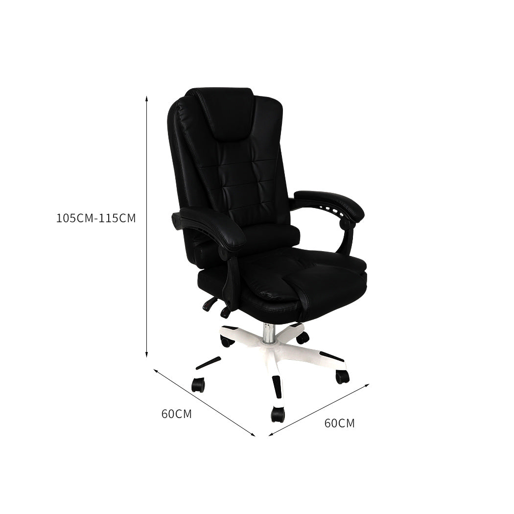 Gaming Chair Office Computer Seat Racing PU Leather Executive Racer Recliner Black without footrest